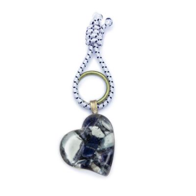 Crushed Mussel Shell Bronze Heart Key Ring