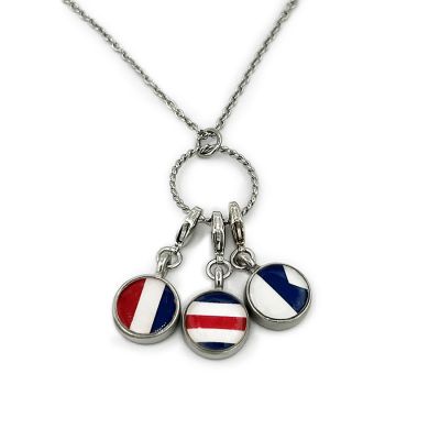 Nautical Signal Flags Pewter 3 Charm Necklace