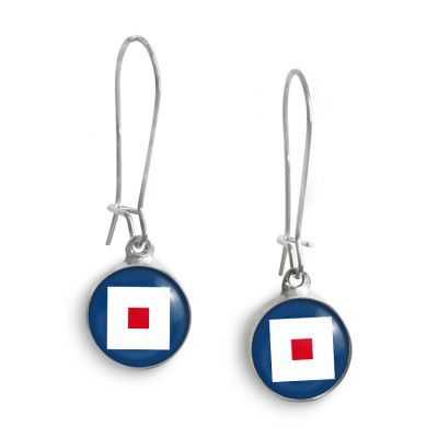 Nautical Signal Flags Silver Mini Dangle Earrings