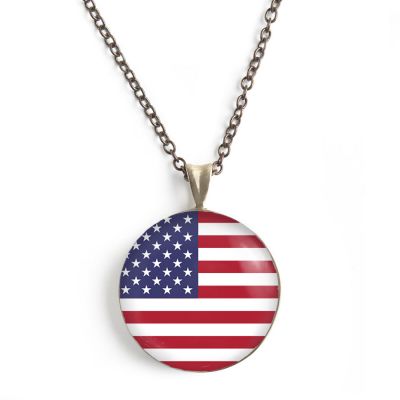 Bronze Medium Necklace-American Flag