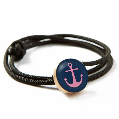 Bronze Rope Bracelet-Pink Anchor