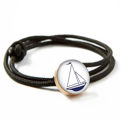 Bronze Rope Bracelet-White Sailboat