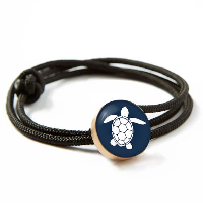 Bronze Rope Bracelet-Navy Sea Turtle