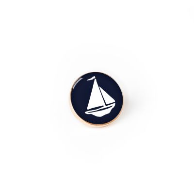 Bronze Tie Lapel Pin-Navy Sailboat