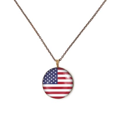 Bronze Extra Small Necklace-American Flag