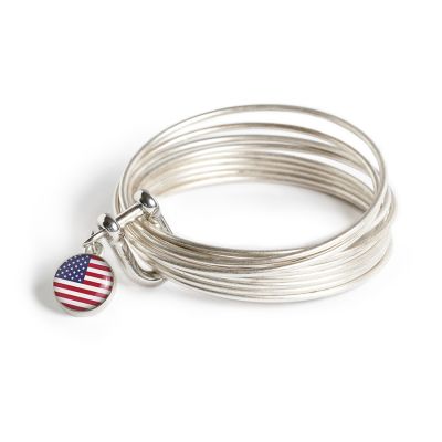Pewter Multi Bangle Shackle Bracelet - XS-American Flag