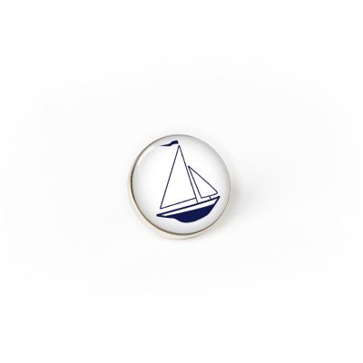 Pewter Tie/Lapel Pin-White Sailboat