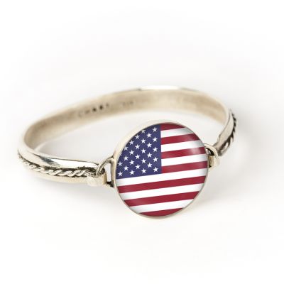 Silver Hook Cord Bracelet - Small-American Flag