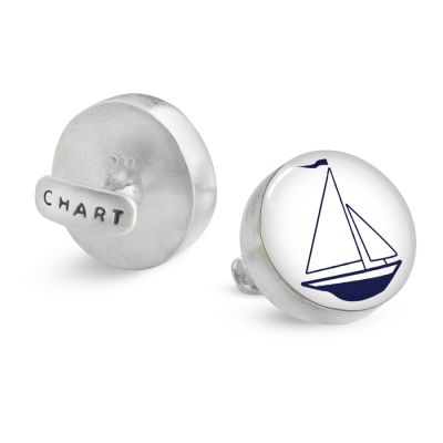 Silver Cufflinks-White Sailboat