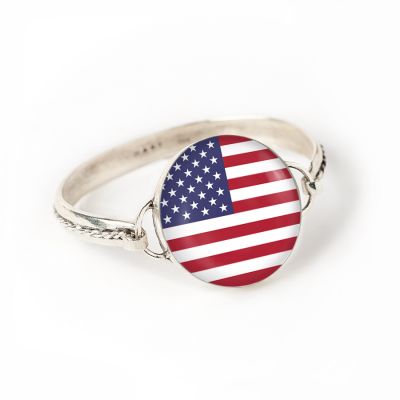 Silver Hook Cord Bracelet - Large-American Flag