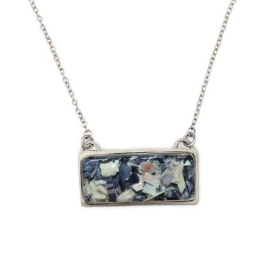 Crushed Mussel Shell Silver Longitude Necklace