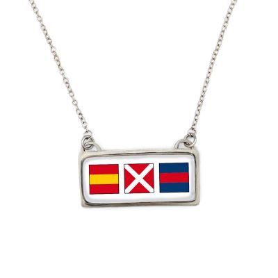 Nautical Signal Flags Silver Longitude Necklace