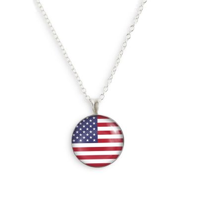 Silver Extra Small Necklace-American Flag